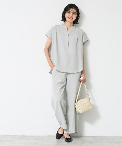 Dessin / デッサン セットアップ | 【2点セット/ウエストゴム/洗える】スキッパ―シャツ＆ストレートパンツセット | 詳細8