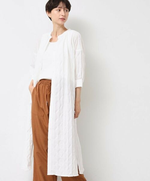 Dessin / デッサン ロング・マキシ丈ワンピース | 【洗える/五分袖】ジャガードワンピース(ホワイト(002))