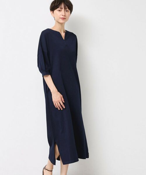 Dessin / デッサン ミニ丈・ひざ丈ワンピース | 【洗える】インディゴ天竺デニム調リラクシーワンピース | 詳細1