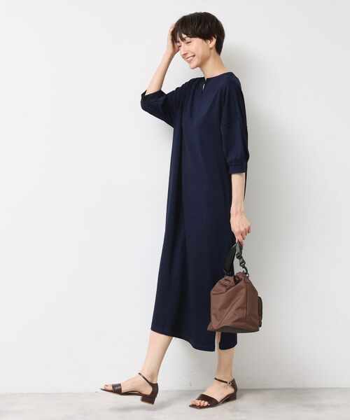 Dessin / デッサン ミニ丈・ひざ丈ワンピース | 【洗える】インディゴ天竺デニム調リラクシーワンピース | 詳細3