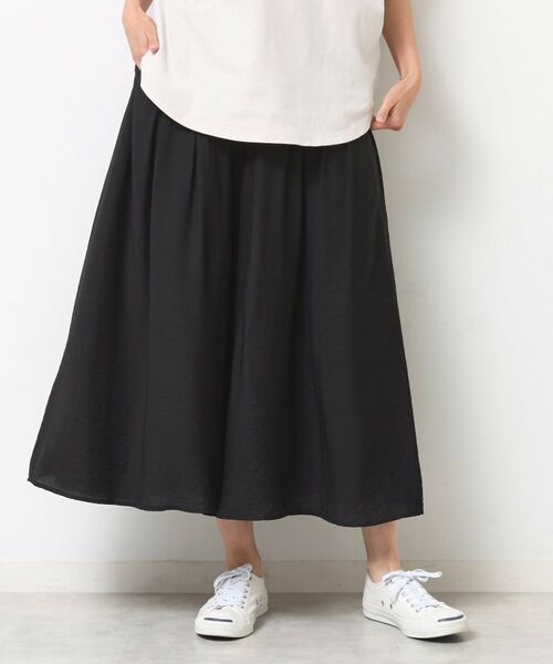 Dessin / デッサン ショート・ハーフ・半端丈パンツ | 【セットアップ可/ウエストゴム/洗える】ドレープワイドパンツ(ブラック(019))