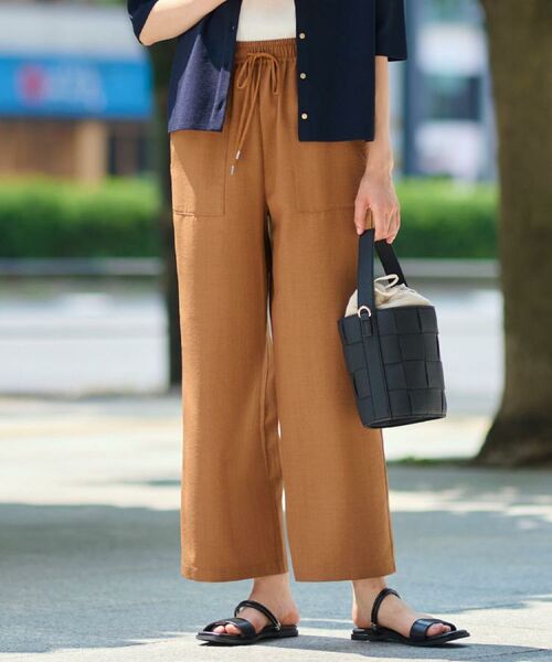 Dessin / デッサン パンツ | 【ウエストゴム・洗える】アウトポケットワイドパンツ(XS~L)(キャメルブラウン(041))