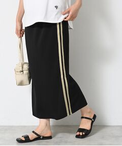 Dessin / デッサン ロング・マキシ丈スカート | 【ウエストゴム・洗える】カットジョーゼットライン入りタイトスカート