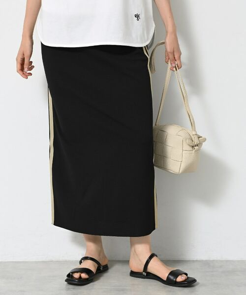 Dessin / デッサン ロング・マキシ丈スカート | 【ウエストゴム・洗える】カットジョーゼットライン入りタイトスカート | 詳細1