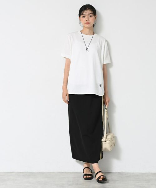 Dessin / デッサン ロング・マキシ丈スカート | 【ウエストゴム・洗える】カットジョーゼットライン入りタイトスカート | 詳細2