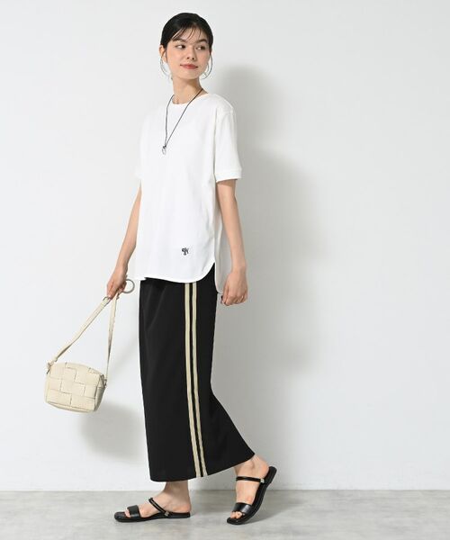 Dessin / デッサン ロング・マキシ丈スカート | 【ウエストゴム・洗える】カットジョーゼットライン入りタイトスカート | 詳細3