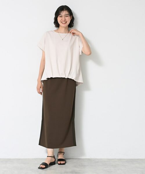 Dessin / デッサン ロング・マキシ丈スカート | 【ウエストゴム・洗える】カットジョーゼットライン入りタイトスカート | 詳細6