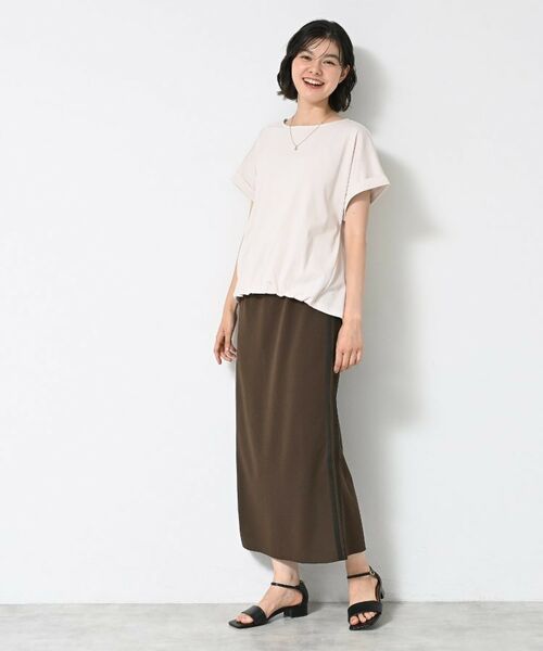 Dessin / デッサン ロング・マキシ丈スカート | 【ウエストゴム・洗える】カットジョーゼットライン入りタイトスカート | 詳細7