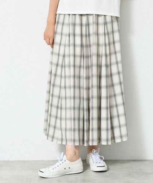 Dessin / デッサン ロング・マキシ丈スカート | 【ウエストゴム・洗える】オンブレーチェック柄スカート | 詳細1
