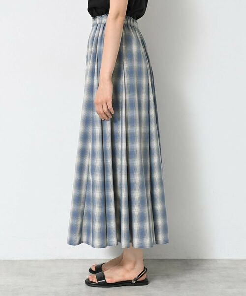 Dessin / デッサン ロング・マキシ丈スカート | 【ウエストゴム・洗える】オンブレーチェック柄スカート | 詳細10