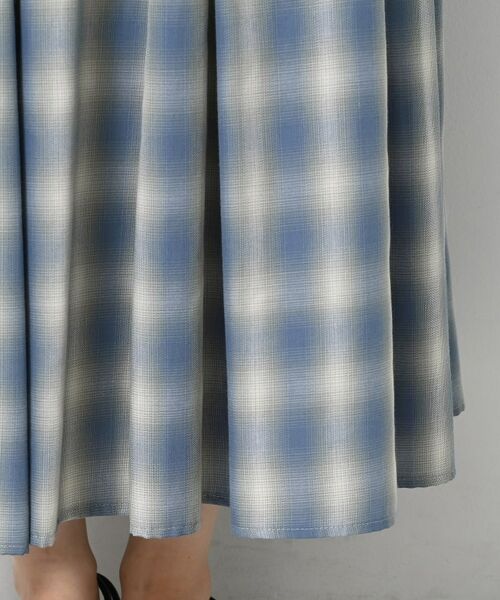 Dessin / デッサン ロング・マキシ丈スカート | 【ウエストゴム・洗える】オンブレーチェック柄スカート | 詳細14