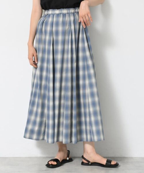 Dessin / デッサン ロング・マキシ丈スカート | 【ウエストゴム・洗える】オンブレーチェック柄スカート | 詳細5