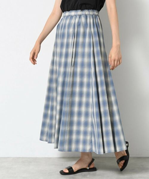 Dessin / デッサン ロング・マキシ丈スカート | 【ウエストゴム・洗える】オンブレーチェック柄スカート | 詳細6
