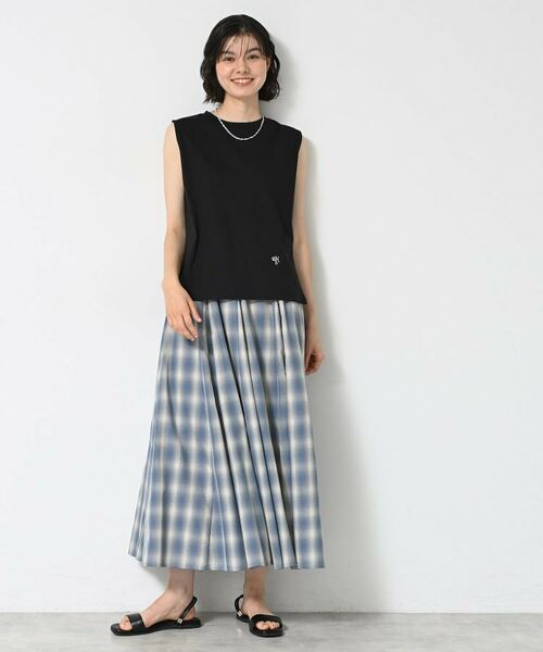 Dessin / デッサン ロング・マキシ丈スカート | 【ウエストゴム・洗える】オンブレーチェック柄スカート | 詳細7
