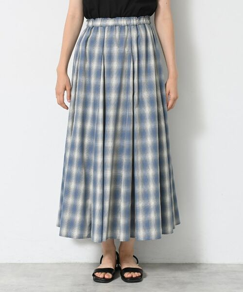 Dessin / デッサン ロング・マキシ丈スカート | 【ウエストゴム・洗える】オンブレーチェック柄スカート | 詳細9