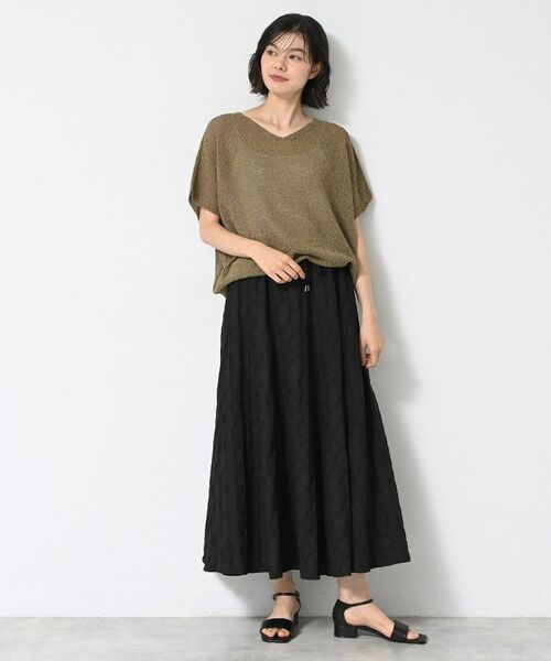 Dessin / デッサン ロング・マキシ丈スカート | 【ウエストゴム・洗える】ジャガードフレアースカート | 詳細6