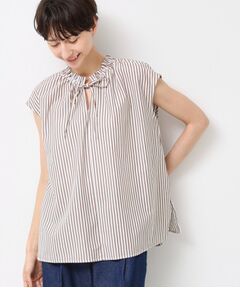 Dessin / デッサン シャツ・ブラウス | 【洗える】ストライプ柄フレンチスリーブスキッパ―ブラウス