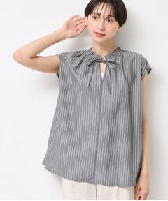 Dessin / デッサン シャツ・ブラウス | 【洗える】ストライプ柄フレンチスリーブスキッパ―ブラウス