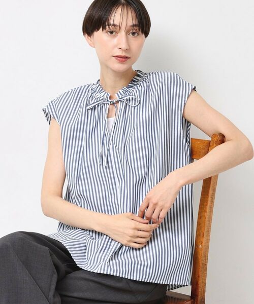 Dessin / デッサン シャツ・ブラウス | 【洗える】ストライプ柄フレンチスリーブスキッパ―ブラウス | 詳細10