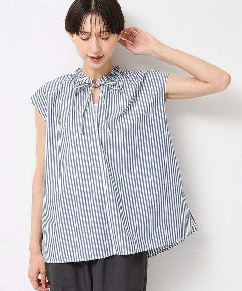 Dessin / デッサン シャツ・ブラウス | 【洗える】ストライプ柄フレンチスリーブスキッパ―ブラウス | 詳細11