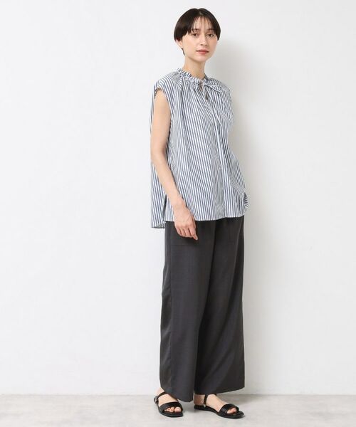 Dessin / デッサン シャツ・ブラウス | 【洗える】ストライプ柄フレンチスリーブスキッパ―ブラウス | 詳細12
