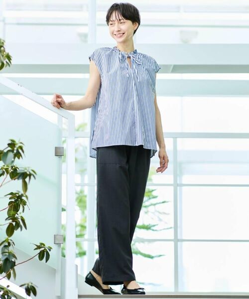 Dessin / デッサン シャツ・ブラウス | 【洗える】ストライプ柄フレンチスリーブスキッパ―ブラウス | 詳細14