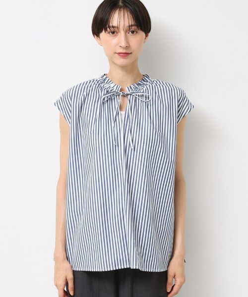 Dessin / デッサン シャツ・ブラウス | 【洗える】ストライプ柄フレンチスリーブスキッパ―ブラウス | 詳細17