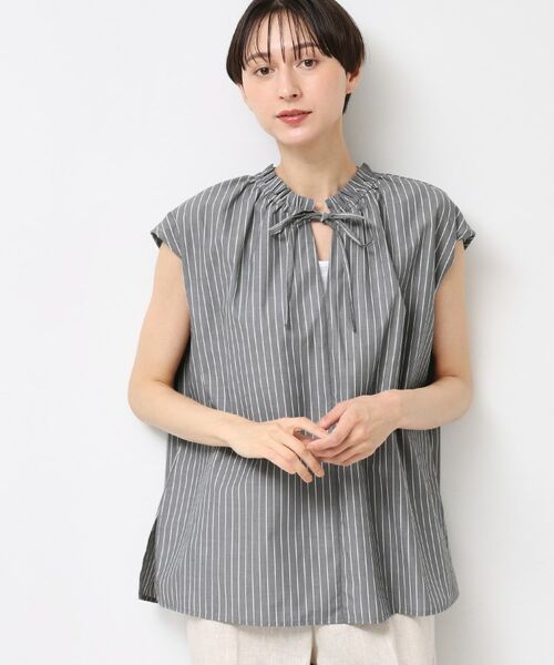 Dessin / デッサン シャツ・ブラウス | 【洗える】ストライプ柄フレンチスリーブスキッパ―ブラウス | 詳細2