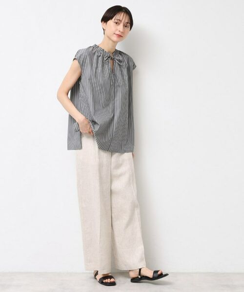 Dessin / デッサン シャツ・ブラウス | 【洗える】ストライプ柄フレンチスリーブスキッパ―ブラウス | 詳細3