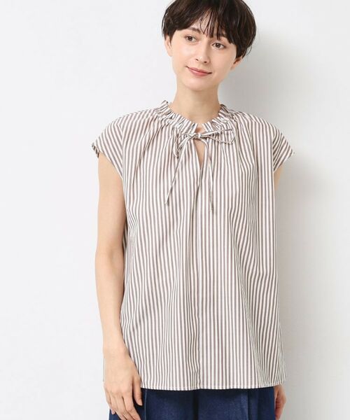 Dessin / デッサン シャツ・ブラウス | 【洗える】ストライプ柄フレンチスリーブスキッパ―ブラウス | 詳細5