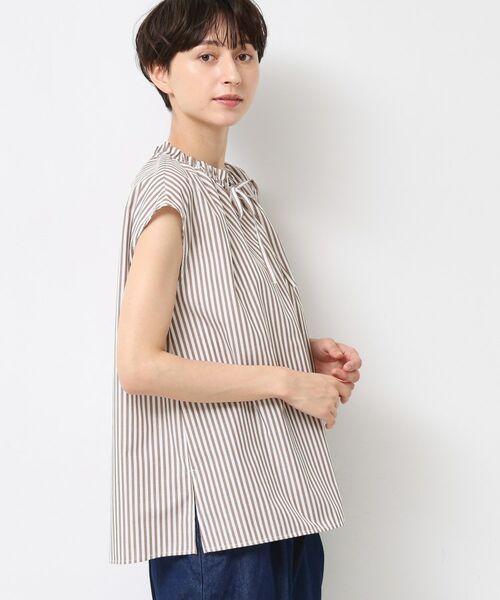 Dessin / デッサン シャツ・ブラウス | 【洗える】ストライプ柄フレンチスリーブスキッパ―ブラウス | 詳細6