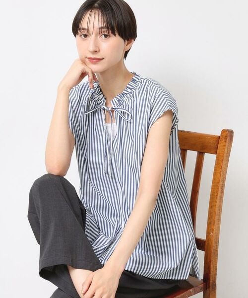 Dessin / デッサン シャツ・ブラウス | 【洗える】ストライプ柄フレンチスリーブスキッパ―ブラウス | 詳細9
