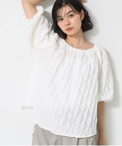 Dessin / デッサン シャツ・ブラウス | 【洗える／五分袖】バルーンスリーブジャガードブラウス