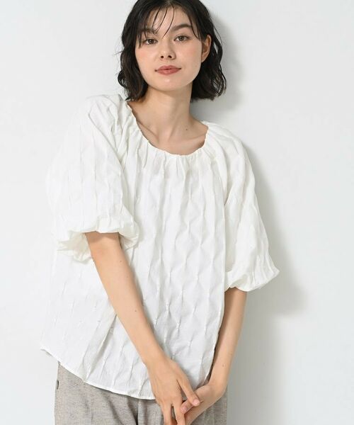 Dessin / デッサン シャツ・ブラウス | 【洗える/五分袖】バルーンスリーブジャガードブラウス | 詳細1