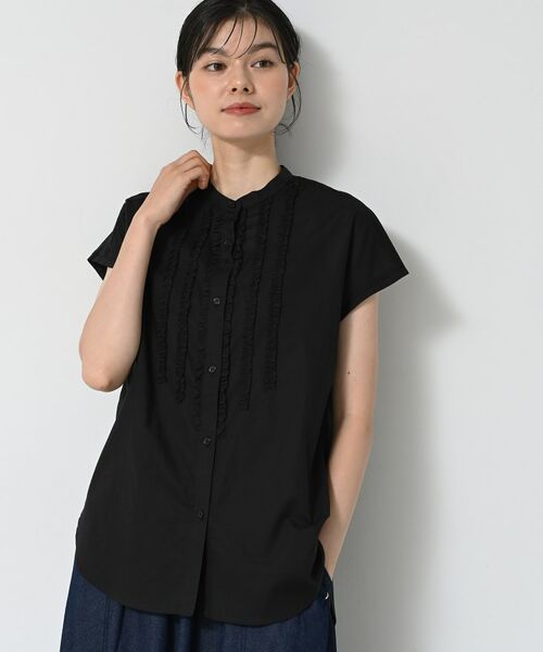 Dessin / デッサン シャツ・ブラウス | 【洗える】スタンドカラーフリルブラウス(ブラック(019))
