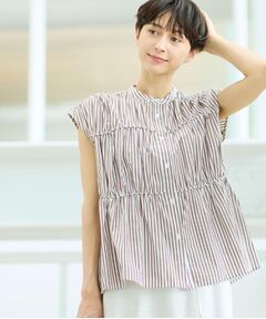 Dessin / デッサン シャツ・ブラウス | 【洗える】ストライプ柄ギャザーブラウス