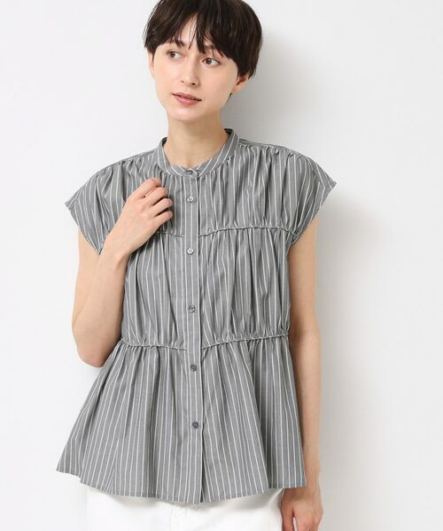 Dessin / デッサン シャツ・ブラウス | 【洗える】ストライプ柄ギャザーブラウス | 詳細1