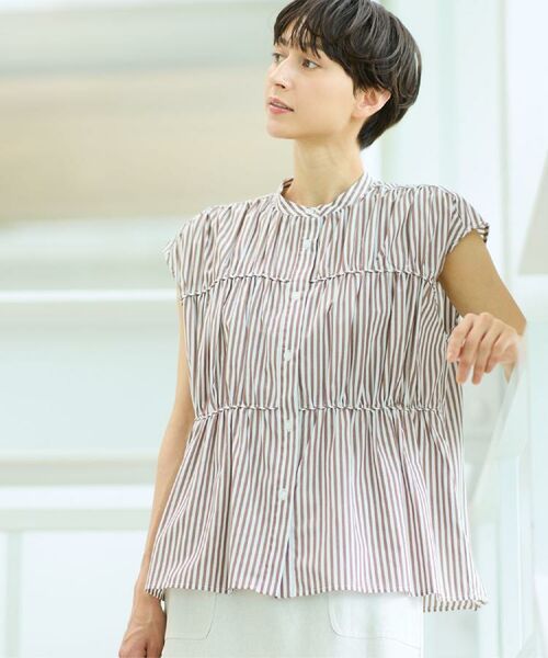 Dessin / デッサン シャツ・ブラウス | 【洗える】ストライプ柄ギャザーブラウス | 詳細10