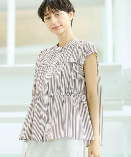 Dessin / デッサン シャツ・ブラウス | 【洗える】ストライプ柄ギャザーブラウス | 詳細9