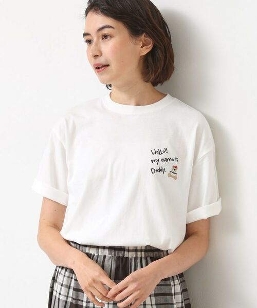 Dessin/デッサン 【ユニセックス・洗える】Deddy刺繍入り オーガニックコットンTシャツ ホワイト(002) 02(M) Dessin/デッサン 【ユニセックス・洗える】Deddy刺繍入り オーガニックコットンTシャツ ホワイト(002) 02(M)