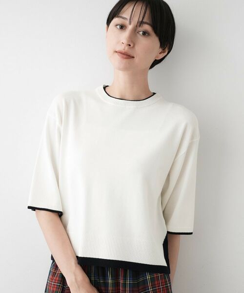 Dessin / デッサン ニット・セーター | 【洗える】バイカラーショート丈ニット | 詳細1