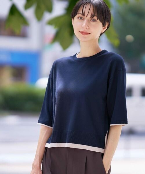 Dessin / デッサン ニット・セーター | 【洗える】バイカラーショート丈ニット | 詳細13