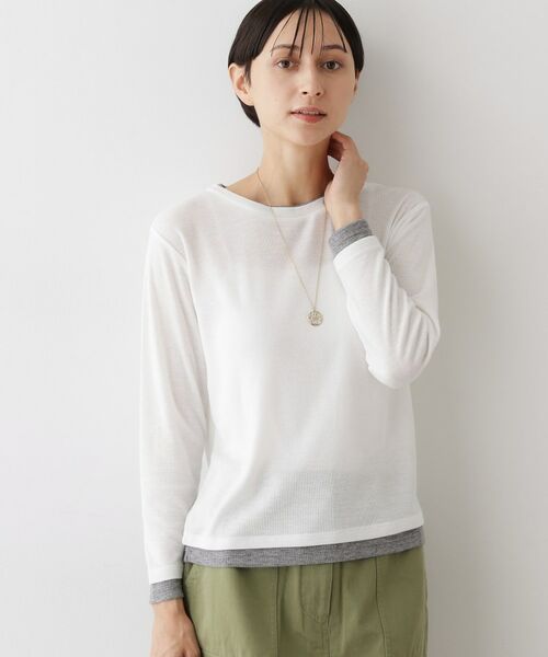 Dessin / デッサン カットソー | 【洗える】バイカラーシアーリブカットソー | 詳細1