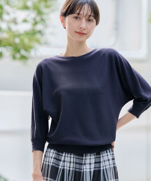 Dessin / デッサン ニット・セーター | 【洗える】後ろボタンニットプルオーバー七分袖(ブラウン(044))