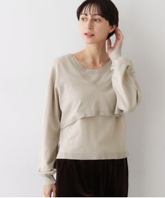 Dessin / デッサン ニット・セーター | 【2点セット/3WAY/洗える】ノースリーブインナー付きVネックショート丈ニット