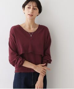 Dessin / デッサン ニット・セーター | 【2点セット/3WAY/洗える】ノースリーブインナー付きVネックショート丈ニット