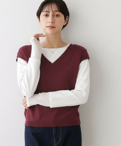Dessin / デッサン ニット・セーター | 【2点セット/3WAY/洗える】ノースリーブインナー付きVネックショート丈ニット | 詳細10