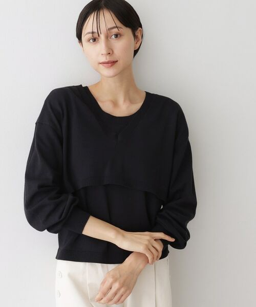 Dessin / デッサン ニット・セーター | 【2点セット/3WAY/洗える】ノースリーブインナー付きVネックショート丈ニット | 詳細15