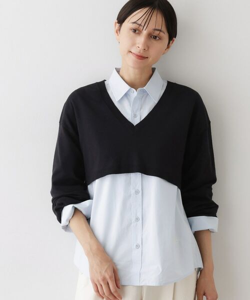 Dessin / デッサン ニット・セーター | 【2点セット/3WAY/洗える】ノースリーブインナー付きVネックショート丈ニット | 詳細16