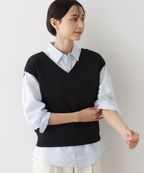 Dessin / デッサン ニット・セーター | 【2点セット/3WAY/洗える】ノースリーブインナー付きVネックショート丈ニット | 詳細17